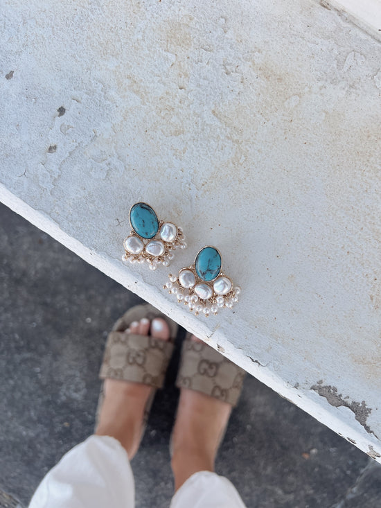 Turquoise & Pearl Earring