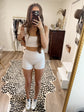 Beige Gingham Athletic Set
