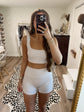 Beige Gingham Athletic Set