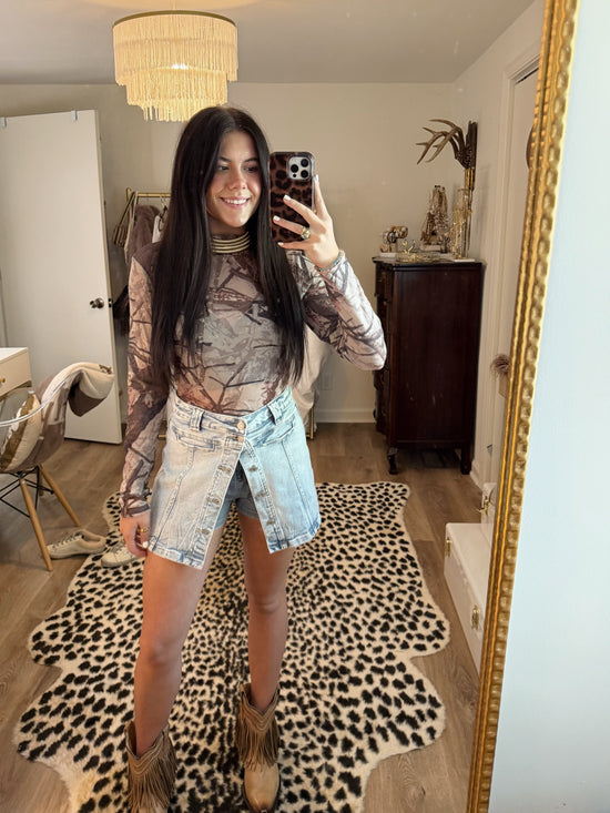 Camo Mesh Top