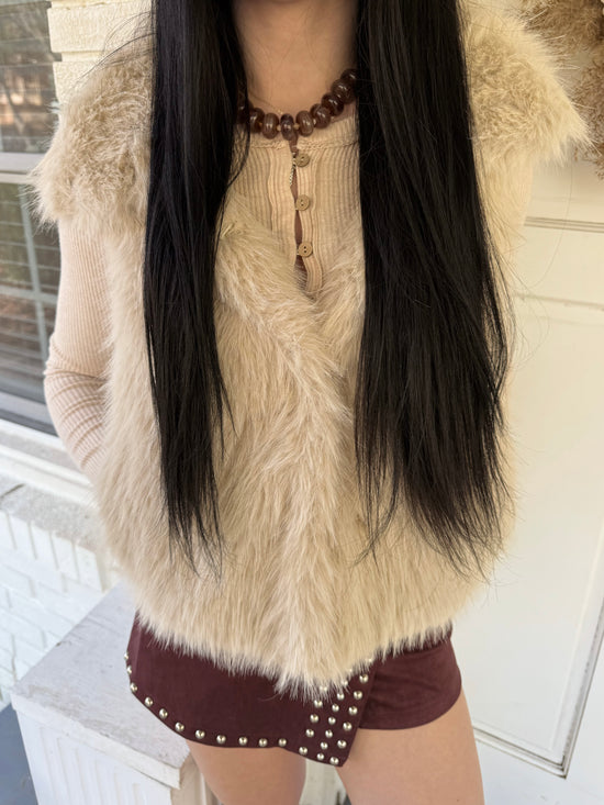 Pretty Things Vest - Tan/Cream - SALE