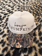 Boujee Bumpkin Tan/Camo Trucker