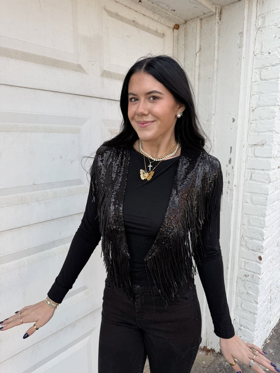 Sequin Fringe Collar