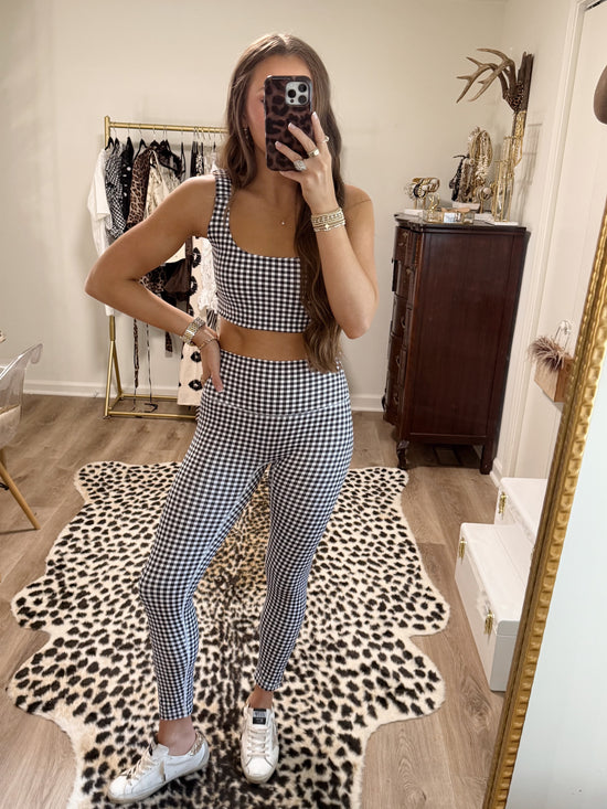 Black Gingham Athletic Set