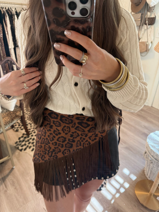 Leopard Fringe Hip Scarf