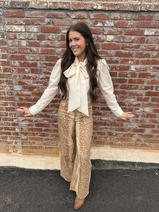 Deer Print Pants - Wide Leg