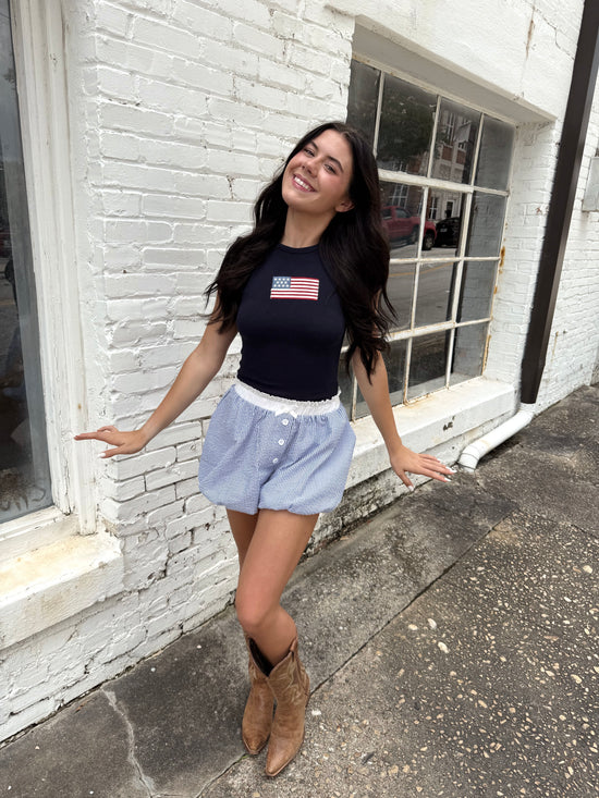 USA Baby Tee - Navy