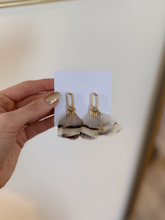 Striped Feather Earrings